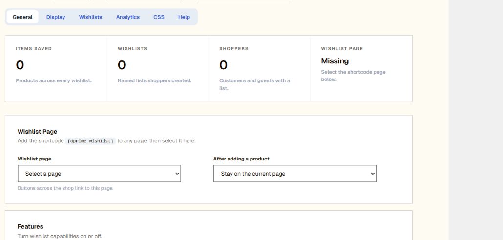 Woo Wishlist settings for the wishlist page and customer-facing features.